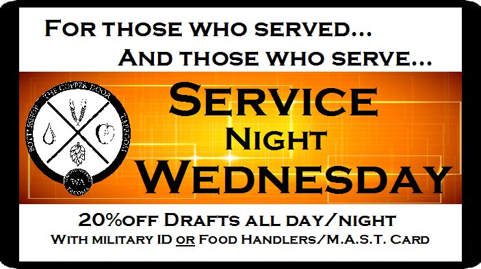 TheCopperDoorWA's tweet photo. Join us every Wednesday for 20% off draft with Food Handler's, M.A.S.T. card or Military I.D. #militarydiscount #foodhandlers #beer #tacoma https://t.co/Z39ekvKLzz
