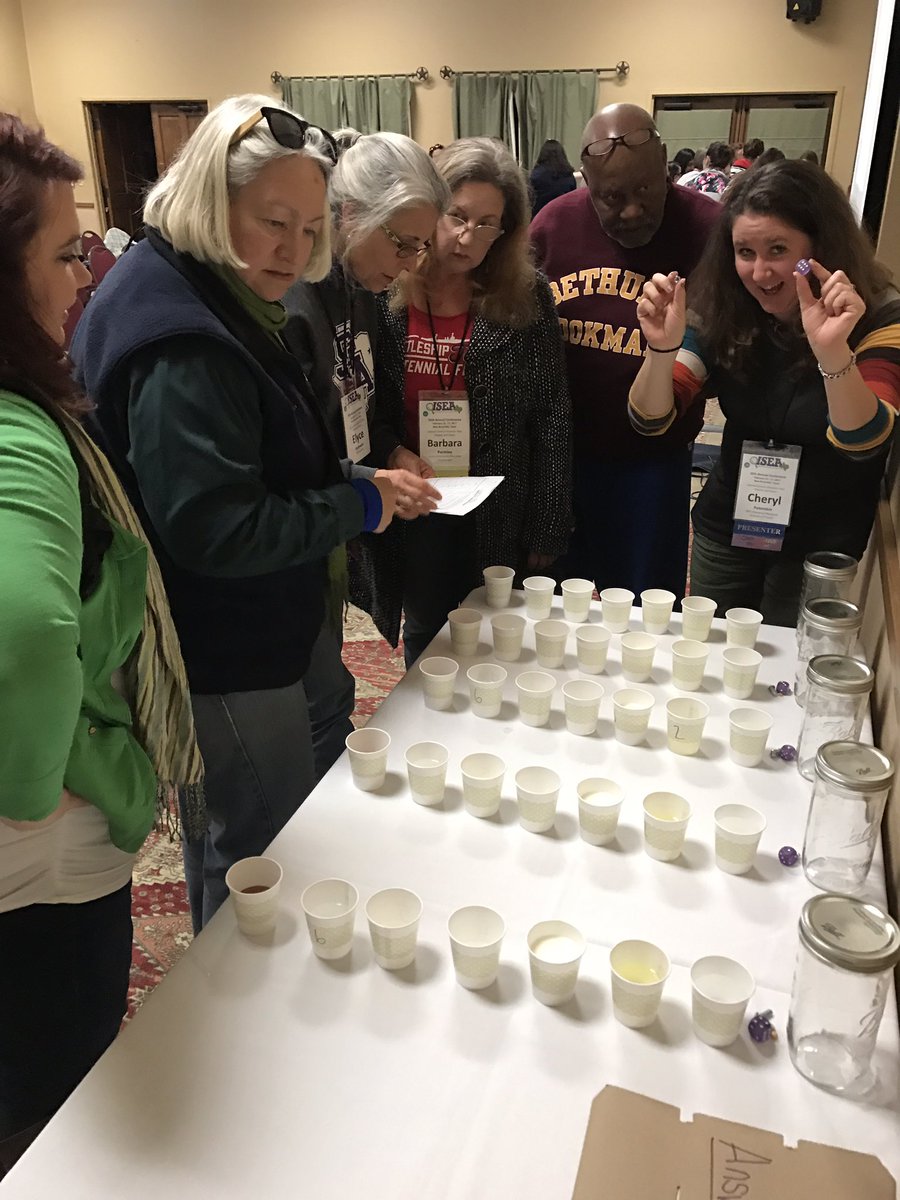 UTWEP's tweet image. Structured fun at @ISEATX #ISEATX2017 - team #greenfish trying to sort liquids by density