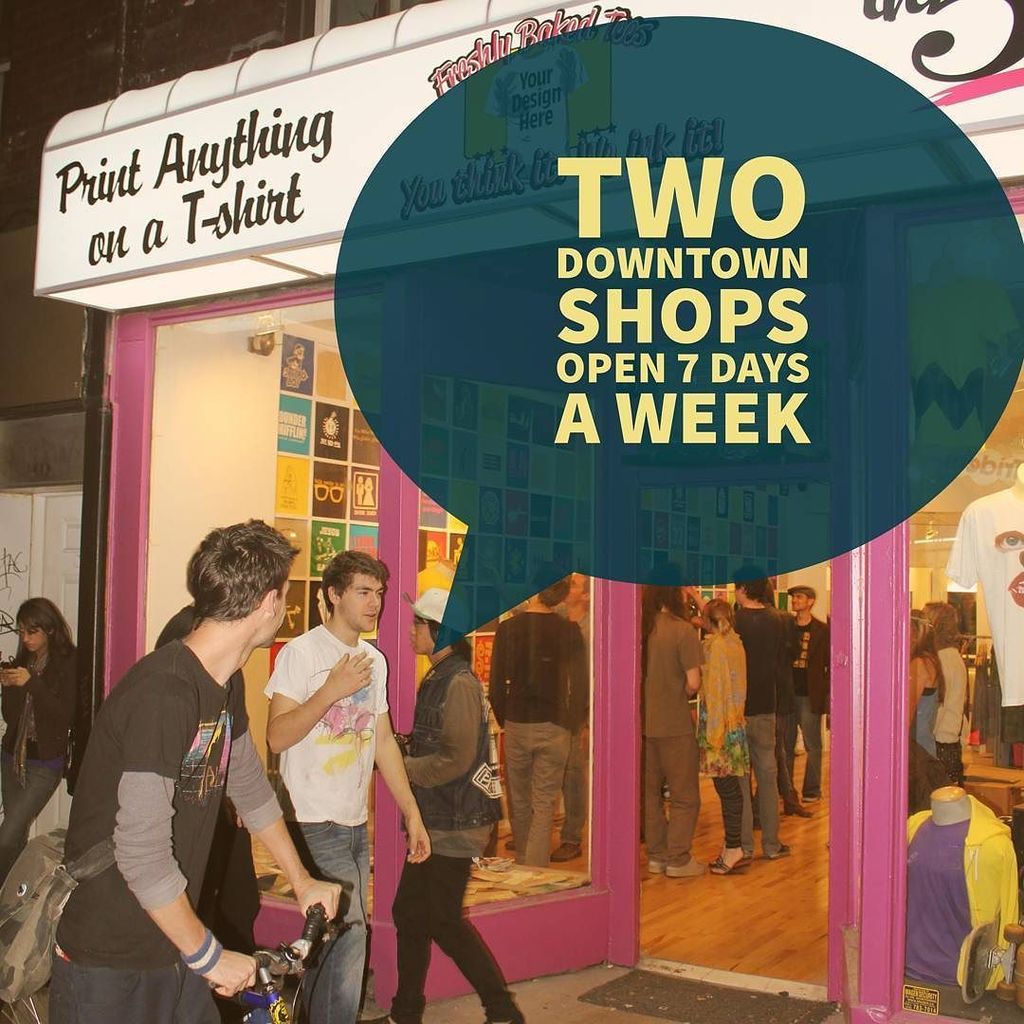 TeesToronto's tweet photo. If you didn't know we have 2 downtown #customshirts shops 527 Yonge St and 557 Queen St West. Both offer 5 Minute t… https://t.co/Au7ShMpIgn