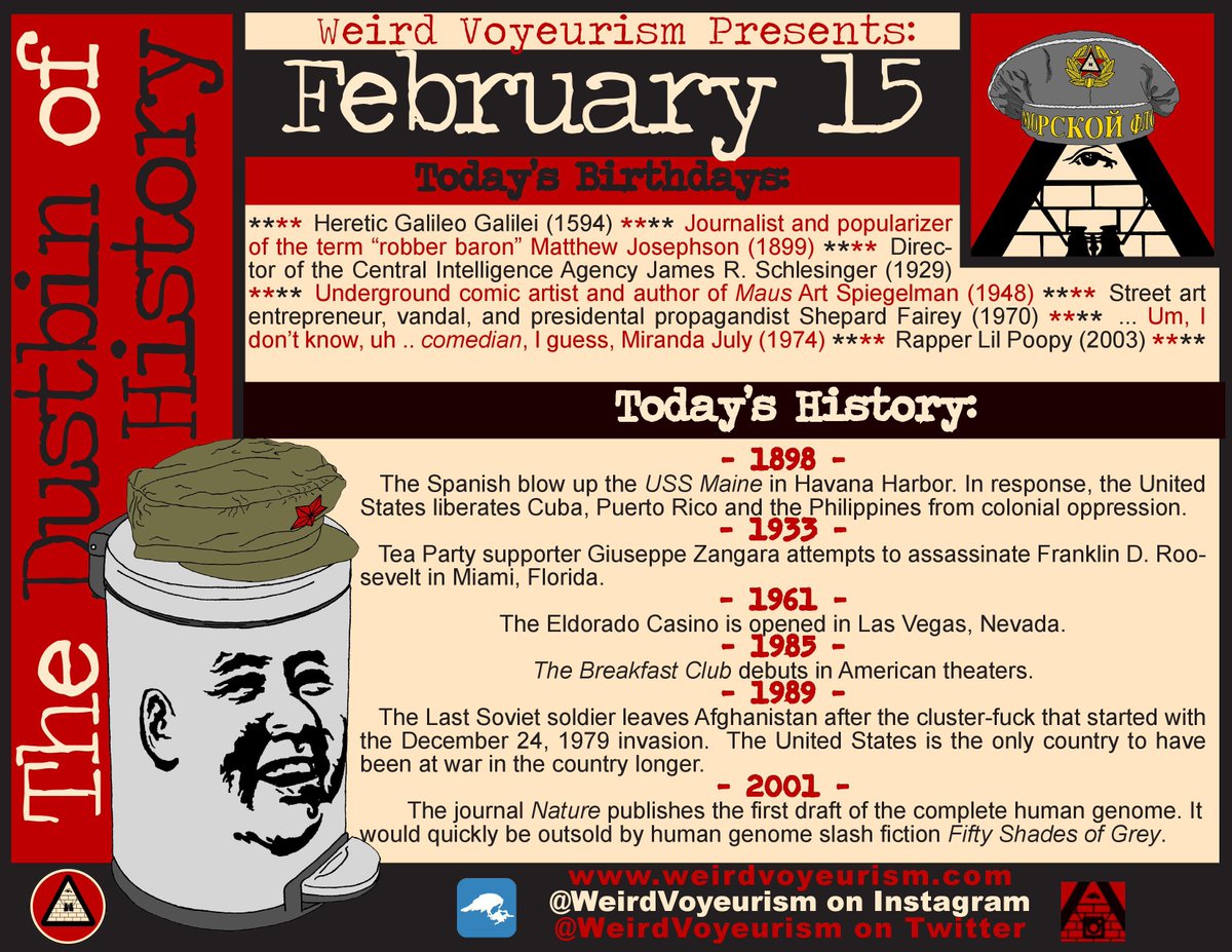 The #USSMaine is remembered, #TheBreakfastClub hits theaters, and the #Soviets #GTFO #Afghanistan in the Dustbin of #History!