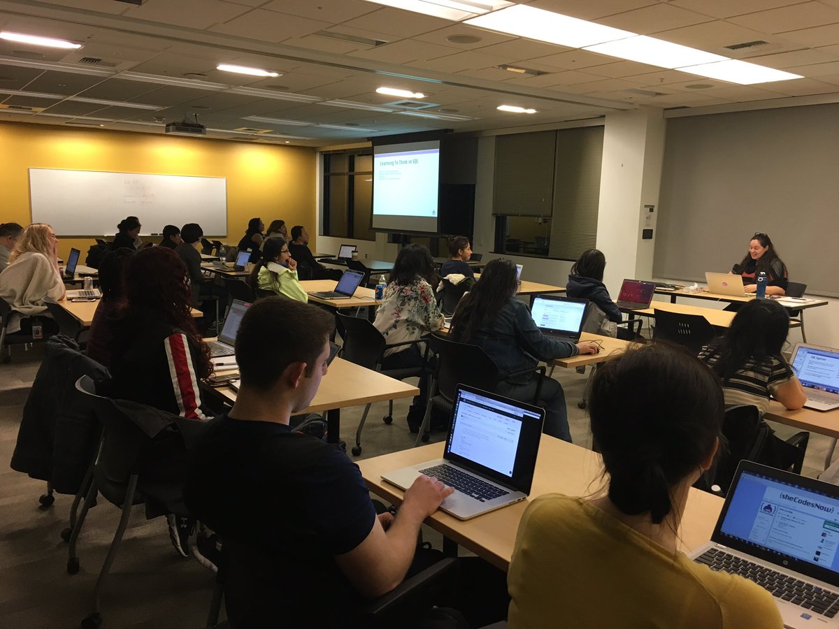ChickTechSea's tweet image. Our group is learning to think in SQL during today's workshop #SheCodesNow #IntrotoSQL