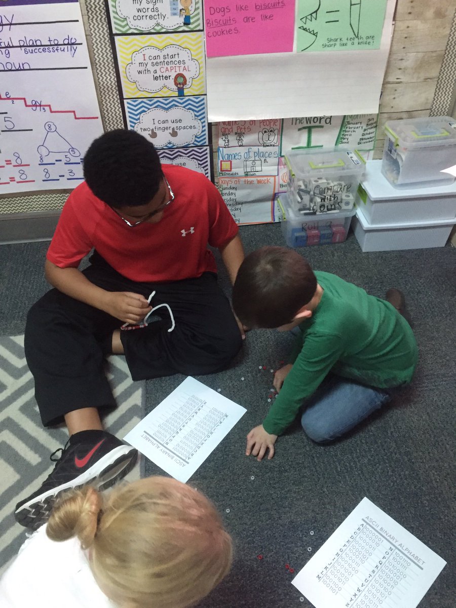 krsilvestri's tweet image. Buddy time defies assembly line ed! Look how well kiddos of all ages can grow together @mrsyoungteaches #binarycoding