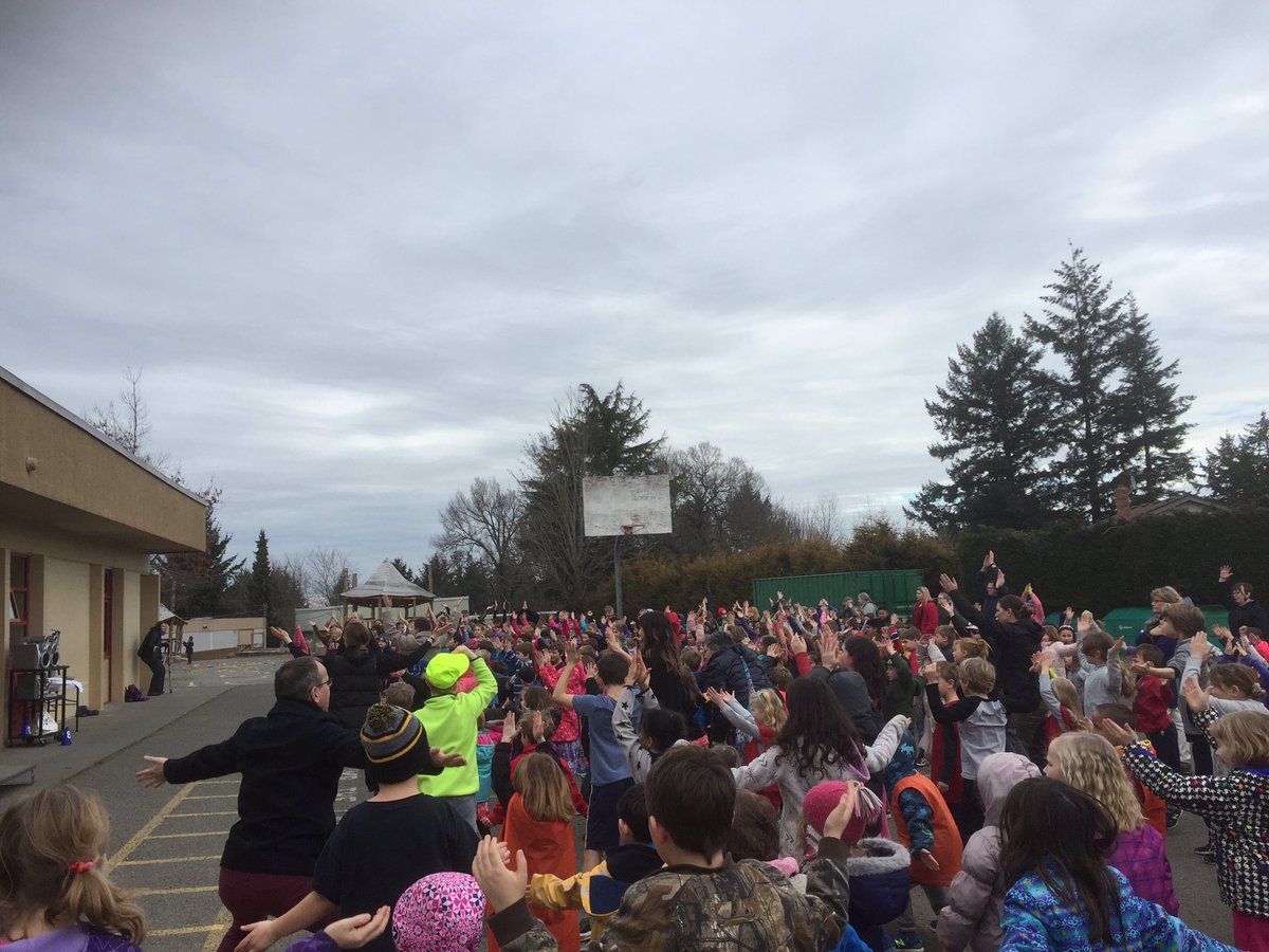 Warming up for the buddy run on Valentine's Day and Jump Rope for Heart