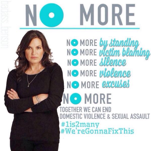 justSVUthings's tweet photo. #NOMOREbystanding
#NOMOREvictimblaming
#NOMOREsilence
#NOMOREviolence
#NOMOREexcuses
#NoMore
https://t.co/Lu5CY80pxf @Mariska https://t.co/PpVBr8UptC