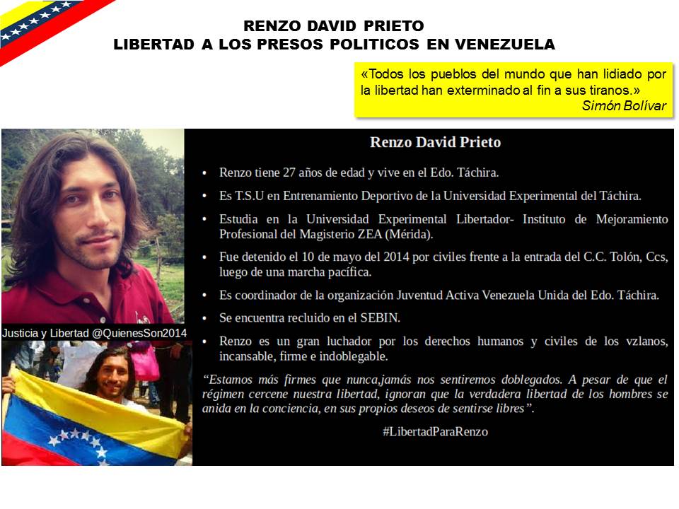AliciaVnzla2014's tweet photo. #conclucensura Renzo Prieto, Raul Baduel, Alejandro Tirado, Leopoldo Lopez #PresosPoliticos de la NarcoDictadura #Venezuelac .@soyfdelrincon https://t.co/IZr1lUroaH
