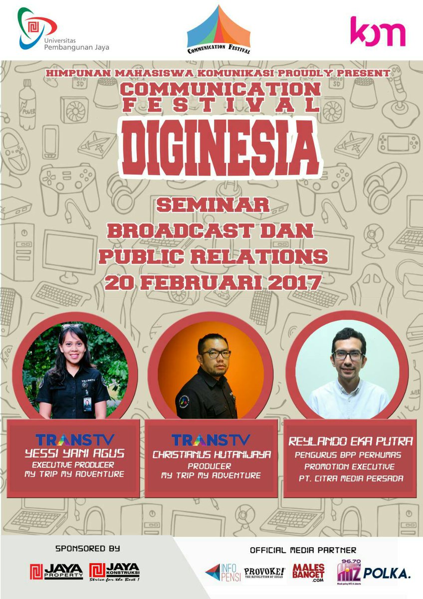 POLKAdotID's tweet photo. Kira-kira siapa aja ya yang bakal jadi pengisi acara Communication Festival? Makanya ikutin terus ya @HIMAKOM_UPJ! #COMMFEST2017 https://t.co/9sEt5sYEt9