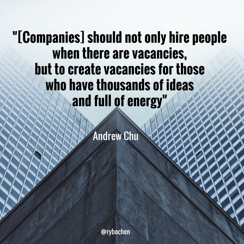 rybochen's tweet image. Innovative persuasion by @Andrew_Chu to land himself an interview and a full-time gig, read his full inspiring story tinyurl.com/hvkaxjm