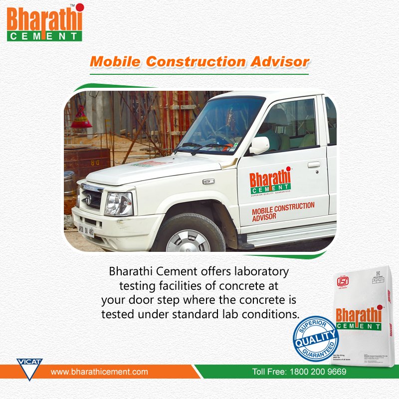 #MobileConstructionAdvisor
#BharathiCement offers laboratory testing facilities of concrete at your door step.
Visit bharathicement.com