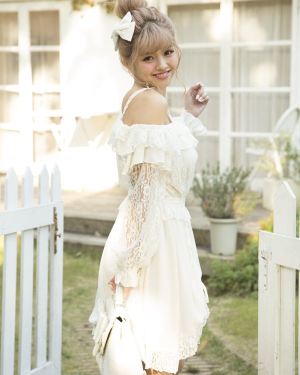 LIZLISA 総レース ワンピース 白 ホワイト 姫系 平成 フェアリー d*7様  