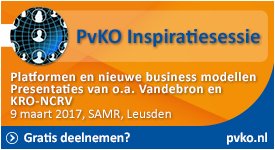PvKO's tweet image. Leusden 9 mrt. Inspiratiesessie #platformen en nieuwe #business modellen bit.ly/2lLpwIF cases @Vandenbron @KroNcrv @SAMR_NL @PvKO