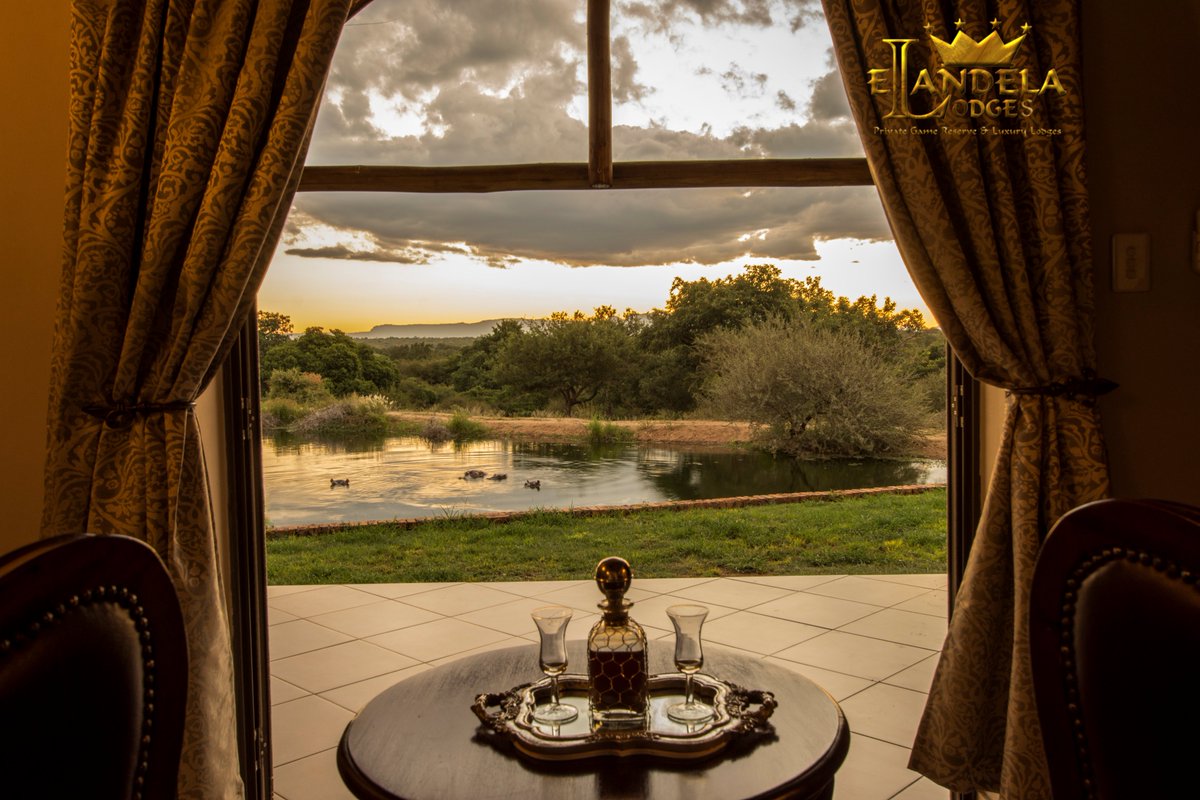 This is real! - The highly rated view from Elandela Lake View Lodge Honeymoon Suite with our Hippos a few meters away!