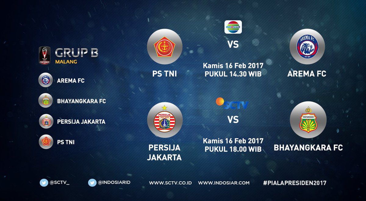 SCTV's tweet photo. Jadwal #NontonSCTV

18.00 WIB Piala Presiden
20.30 WIB MIL 2 Dunia
22.00 WIB Comic 8 Casino Kings Part 2 https://t.co/dLIBut7Fzb