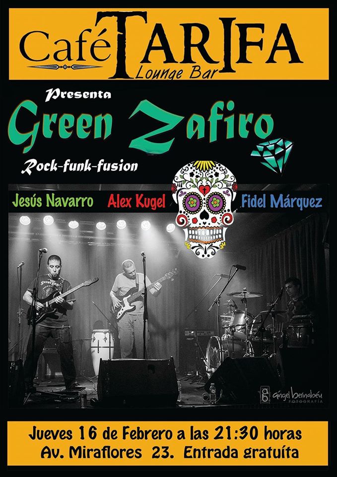 Esta noche GREEN ZAFIRO en #cafetarifaloungebar #sevilla! #funky #rock #latin #reggae ¡Ni se te ocurra perdértelo! a las 21h! Te esperamos!