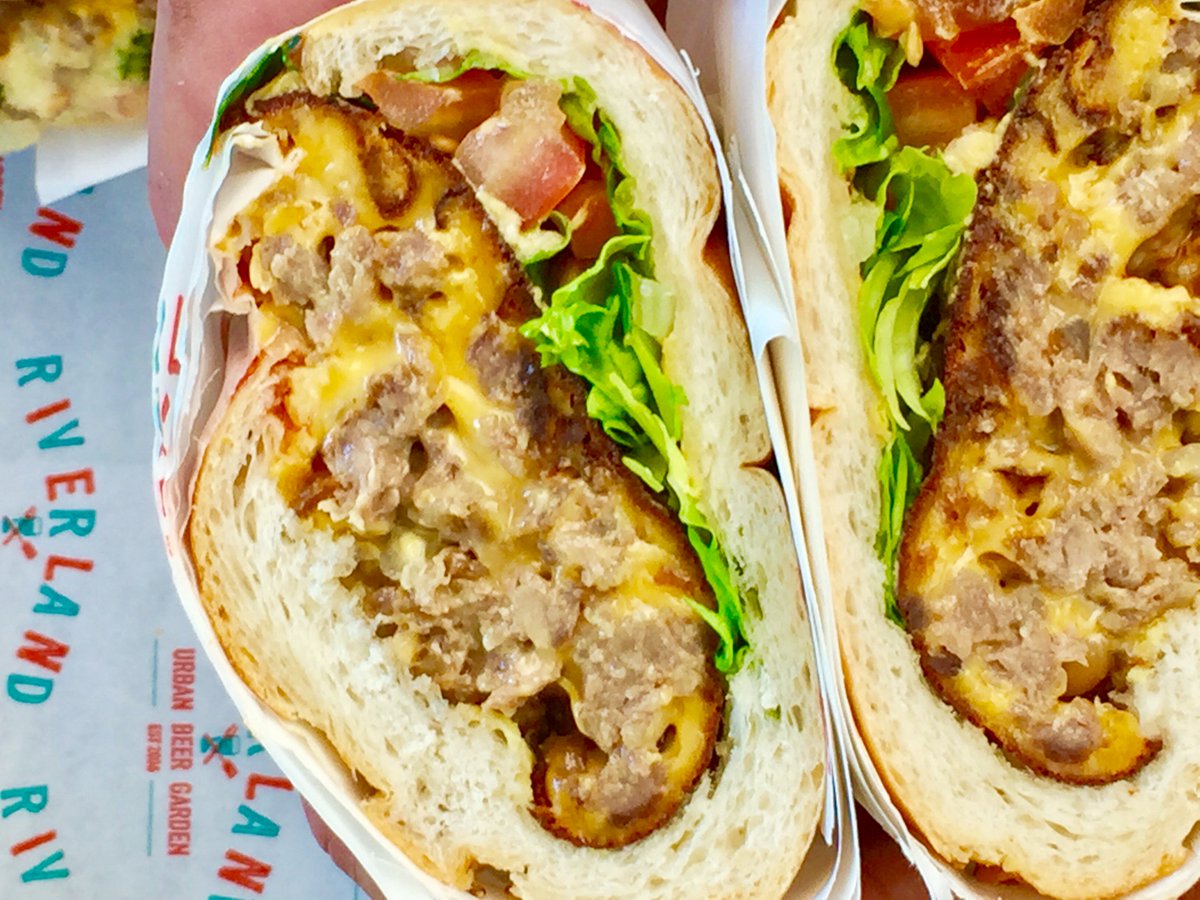 Riverlandbar's tweet photo. Straight outta the New York Bronx "The Chopped Cheese Sandwich." Available at Riverland from Friday 17th February after 12:00pm - until late https://t.co/aT8TfYew0k