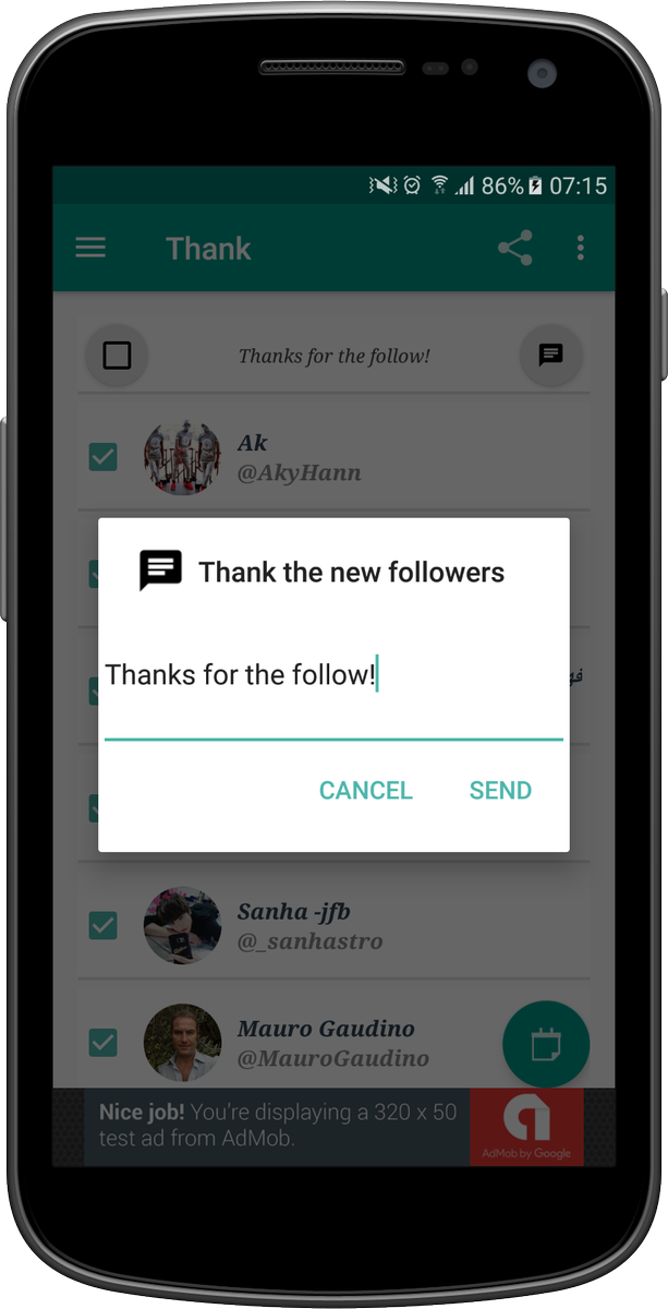 Soon in beta: Welcome your new followers with direct messages - no advertising for the app in messages.