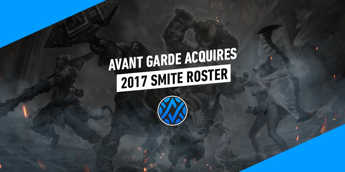 AvantGaming's tweet photo. We're excited to announce our 2017 SMITE roster!!

Read more: https://t.co/93Gr4aTqix

#AVWIN #AVANTARMY https://t.co/XZrKJqUhB9
