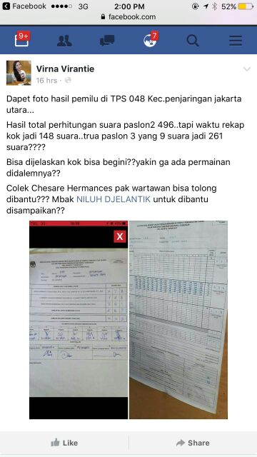 delfdelfi's tweet photo. Pak minta tolong Di selidiki kok Bisa bgni Yaahhh 😒😒, Dapet berita banyak Banget yg seperti Ini @kpu_dki @jokoanwar https://t.co/rBgn52A0kO
