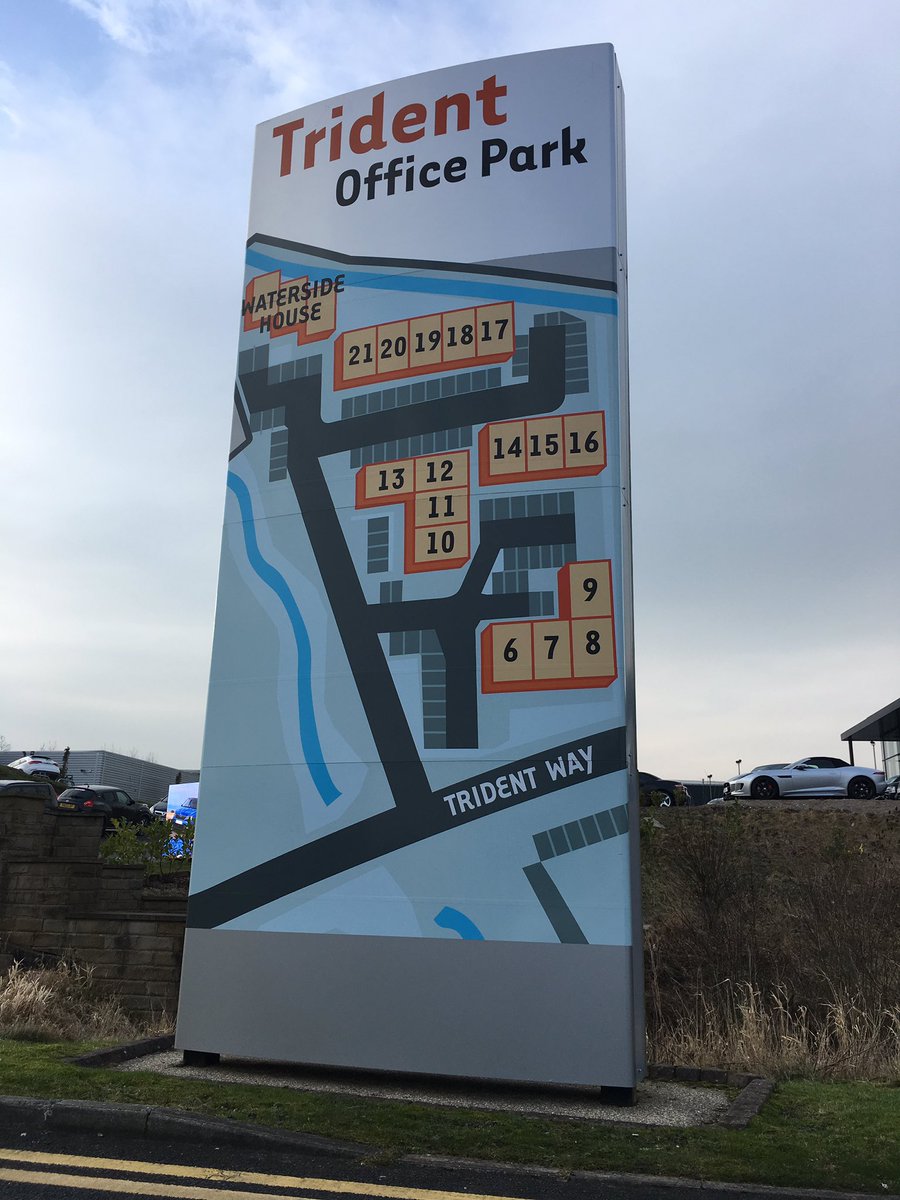resibond's tweet photo. Nice vinyl graphics print of the #TridentPark sign! @blackburndarwen Check out @twentyoneagency in No16 for web site layouts then visit ours https://t.co/uNBvhBnK9j