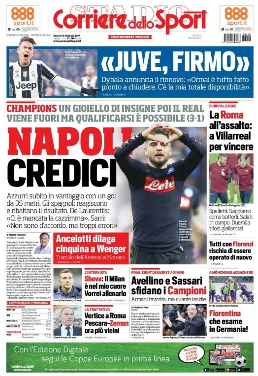 infosportplus's tweet photo. La presse transalpine revient largement sur la défaite du #Napoli à Madrid. #RMNAP 🇮🇹⚽️🏆 https://t.co/KLSdu71Dv7