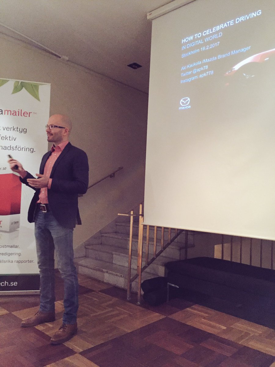 dinglesweden's tweet photo. Mazda's brand manager Aki Kaukola is speaking about how to celebrate driving in a digital world 🚗 #lianaevents https://t.co/8M5dd4U9k1
