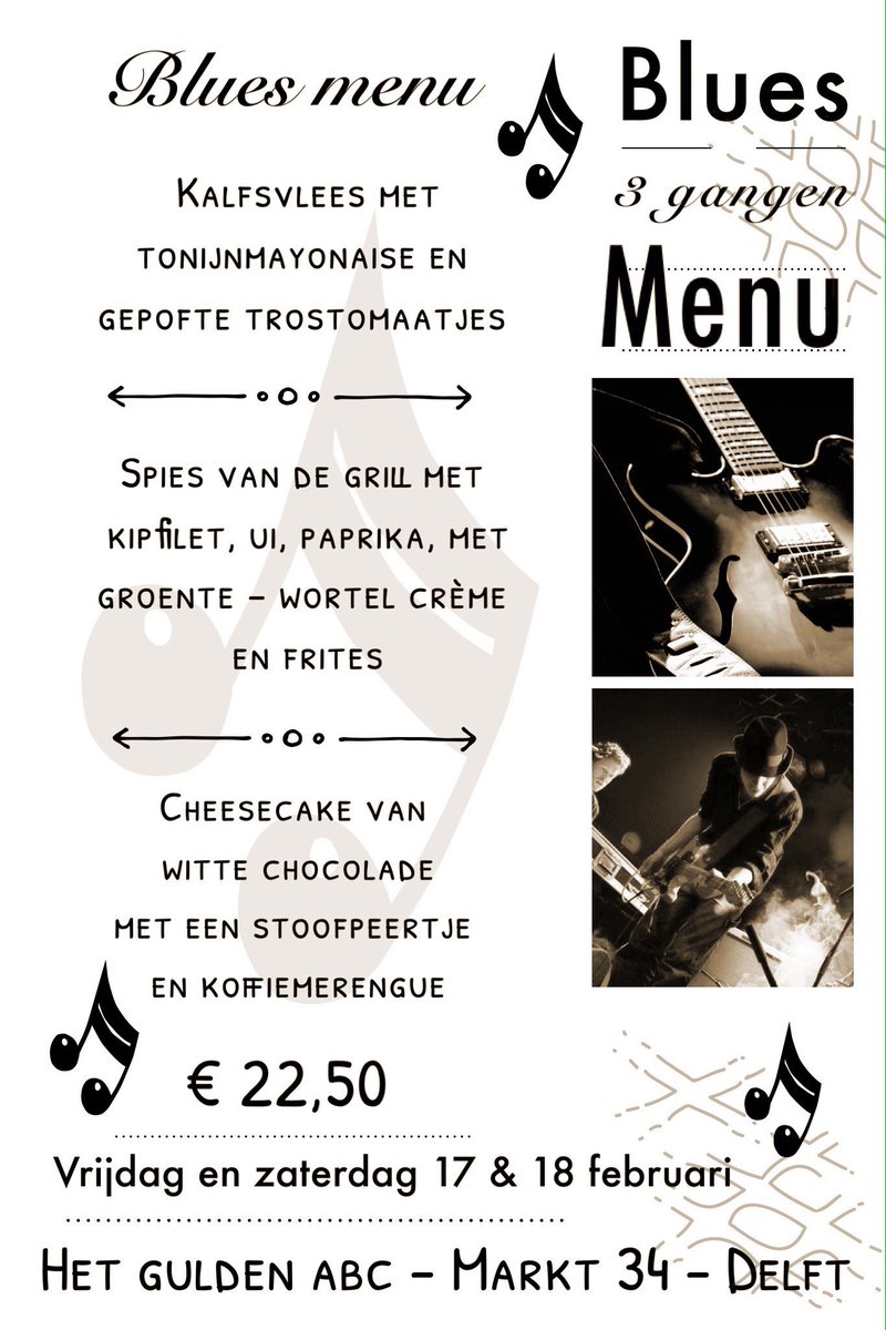 guldenabc's tweet photo. 3 gangen blues diner @DelftBlues reserveren? 0152123168 of https://t.co/t3tQC7bxfW https://t.co/mYazam2vD7