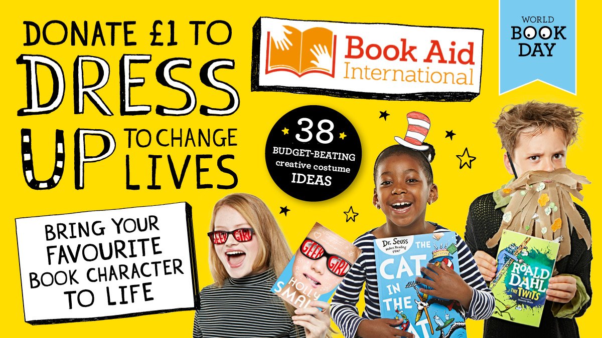 WorldBookDayUK's tweet photo. Bring your favourite book character to life on #WorldBookDay20 &amp; raise money to help change lives with @Book_Aid!
https://t.co/mQBAHaKrfG https://t.co/dUaJyt85Be