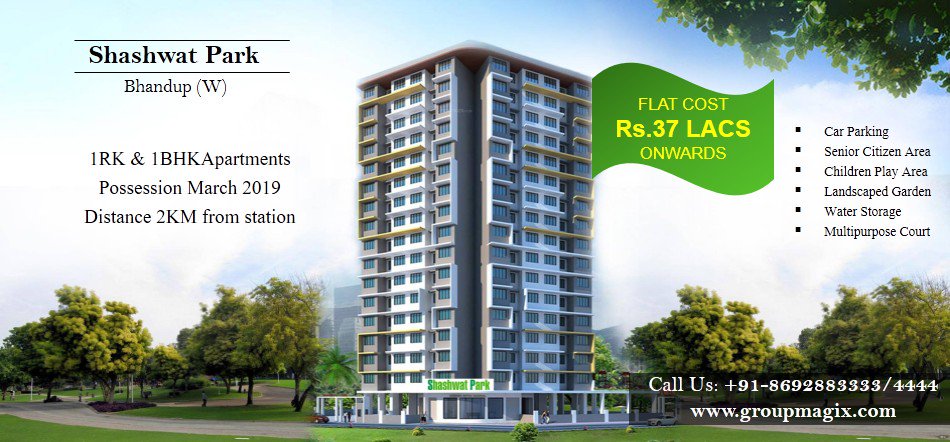 Groupmagix's tweet photo. #1RK &amp; #1BHK starting from 37Lacs onwards at #Shashwat #Park, just 2KM from #Bhandup #station. 
See more: https://t.co/VA6c1f7jTV https://t.co/NhBdMNgIsK