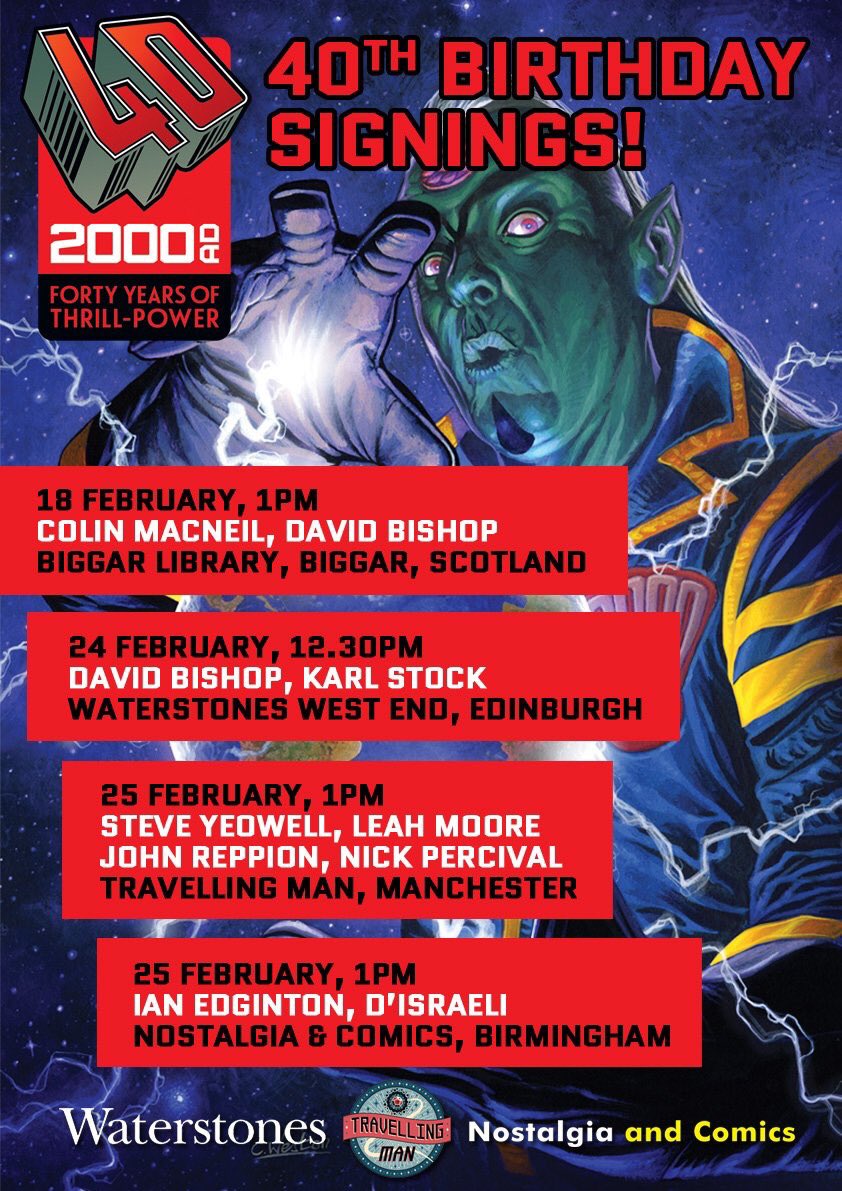 Waterstones_Edi's tweet photo. NEXT FRI 24/02 - 12.30pm
David Bishop & Karl Stock join us for @2000AD Lunchtime Signing. #2000ADfest https://t.co/NMUwzQn8WY