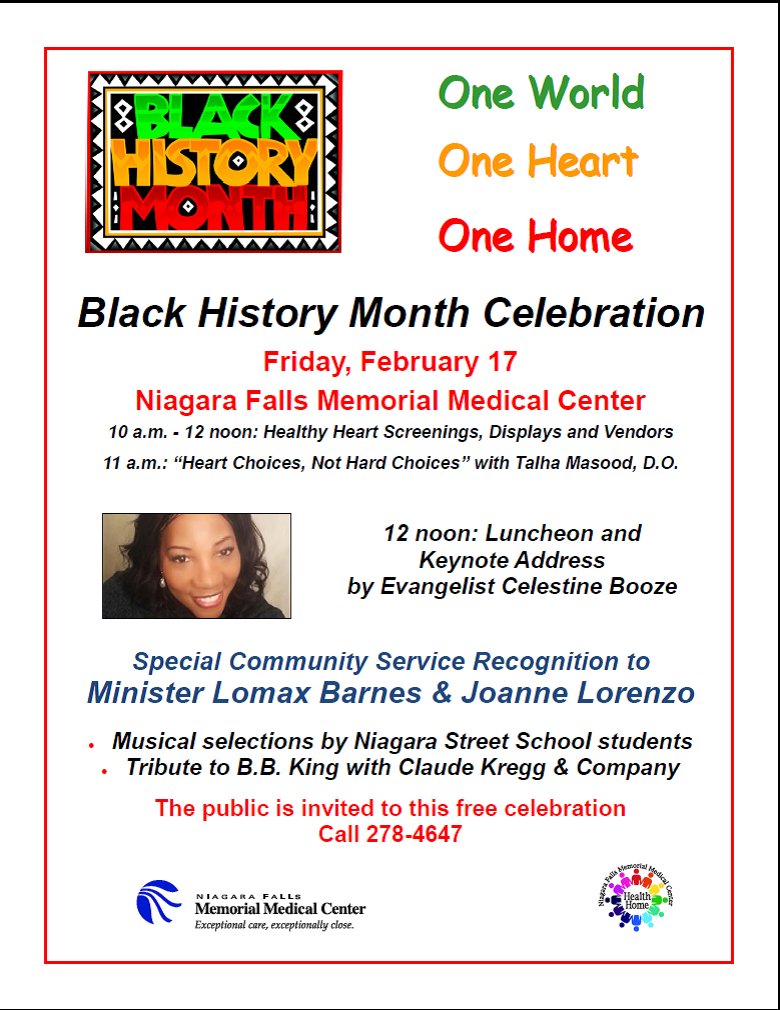Free health screenings &amp; #BlackHistoryMonth Celebration @ NF Memorial Medical Ctr Friday 10am-12pm
