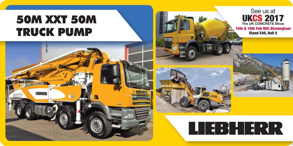 Liebherr_GB's tweet photo. If you're at @UKConcreteShow! Pop along &amp; check out the #liebherr #concrete machines. We'd ❤️ to see you #UKCS2017 https://t.co/18ydhQnHjS