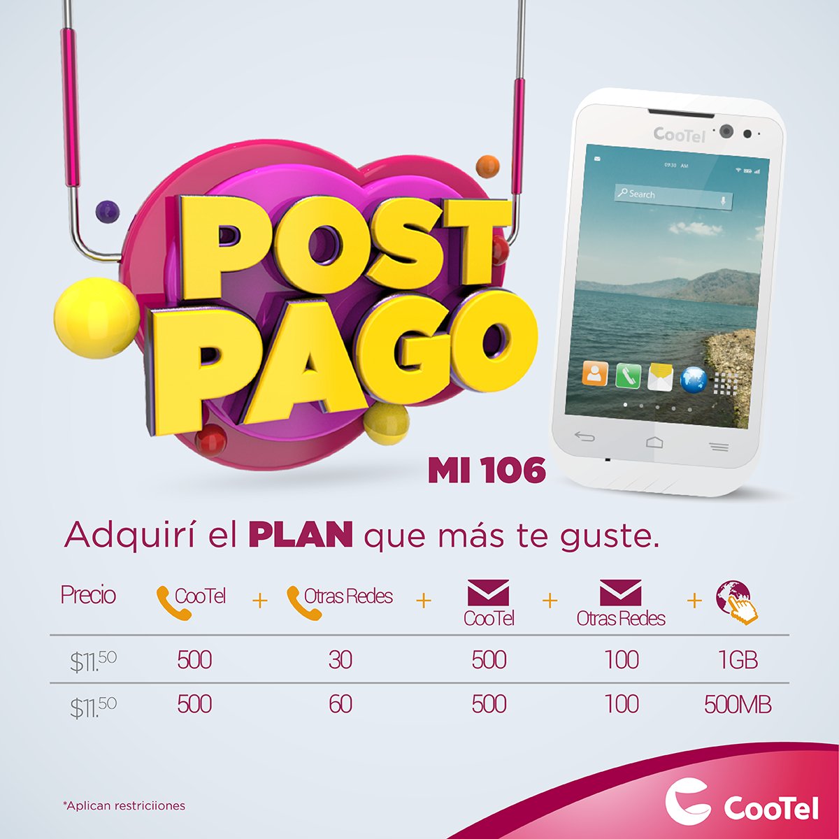 CooTelNi's tweet photo. Consulta nuestros planes pospagos desde $9.20 que incluye Equipo y paquetes de #CooSurf #CooCall y #CooChat
https://t.co/Ewr2F0oywv https://t.co/pz4ziYc3iH