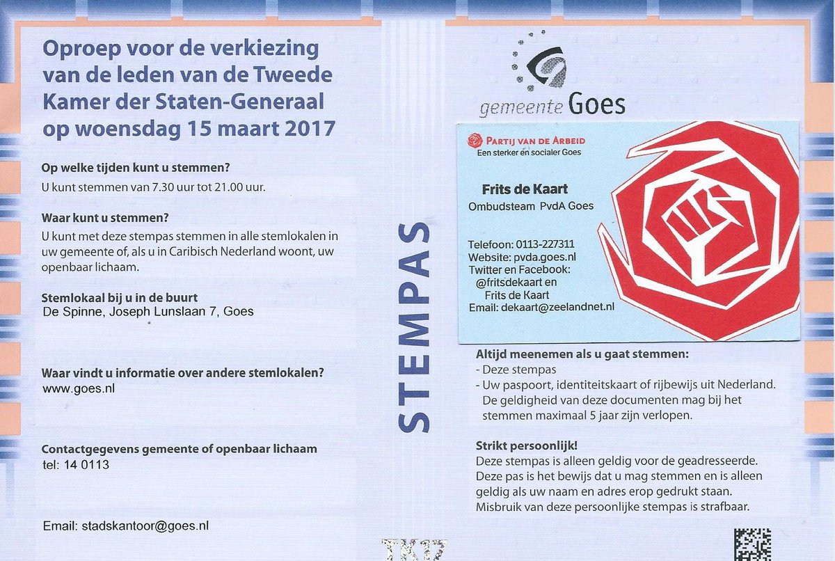 fritsdekaart's tweet image. In #Goes zijn de #stempassen voor de #verkiezingen op 15 maart weer bezorgd.