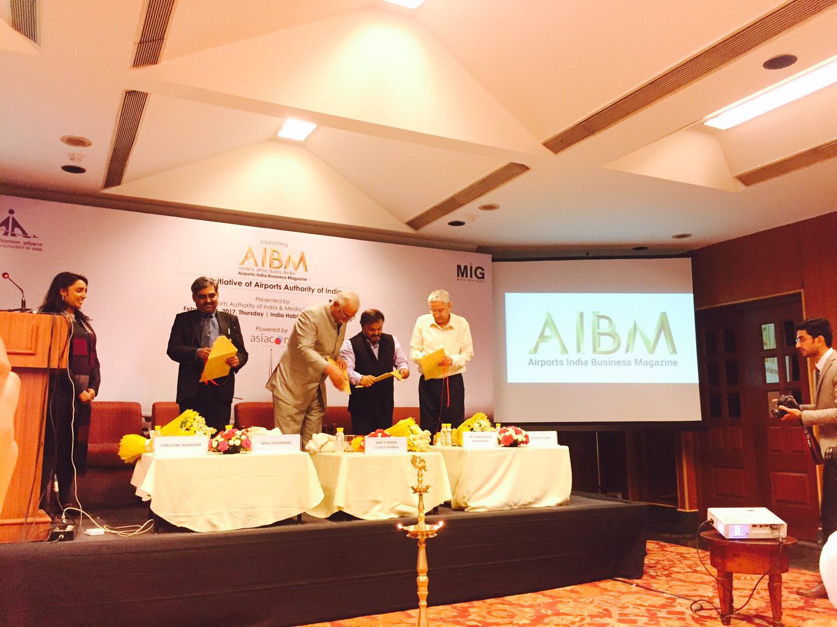 mediaindiagroup's tweet image. AIBM magazine launched by @Ashok_Gajapathi #AAI #AIBM #MIG
