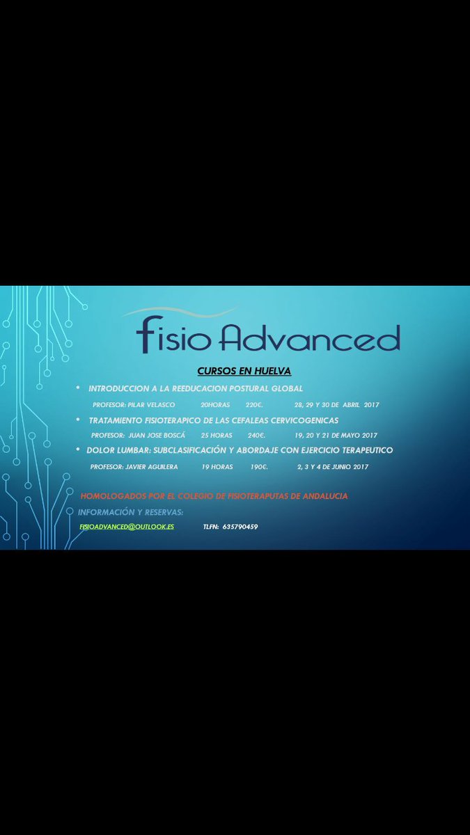 fisioadvanced's tweet photo. Nuevos cursos en Huelva para este año https://t.co/QsE0oBOcVj