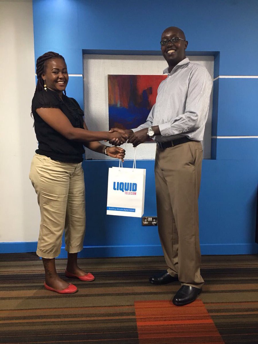 gathoninganga's tweet photo. @LiquidTelecomKe #liquidchallenge,  receiving my gift from CTO-Ke, runners-up #mosttweets# Neotel launch https://t.co/Z93L2xh7ov