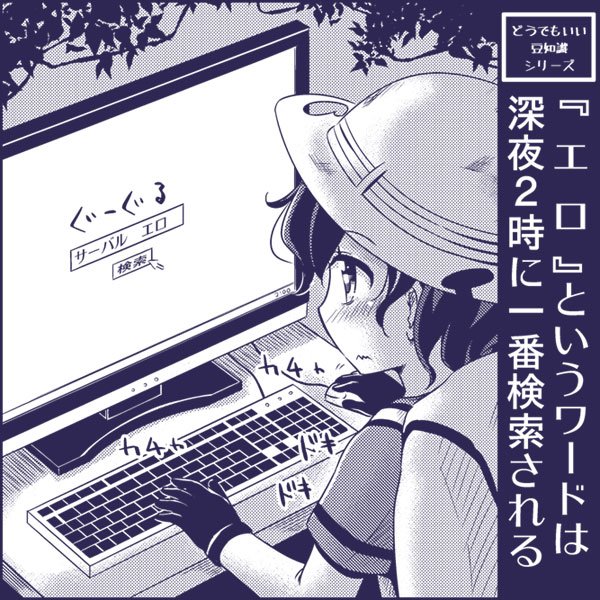 【けものフレンズ】どうでもいい豆知識シリーズ
『エロ』というワードは深夜2時に一番検索されるらしい 