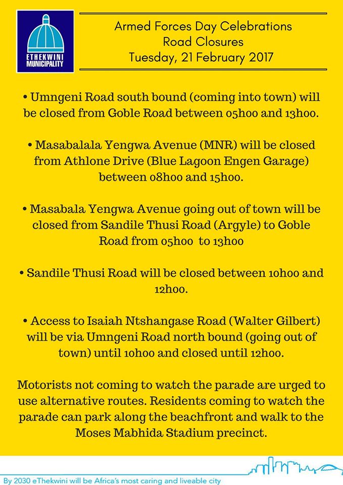 Please take note on the following road closures in our city.