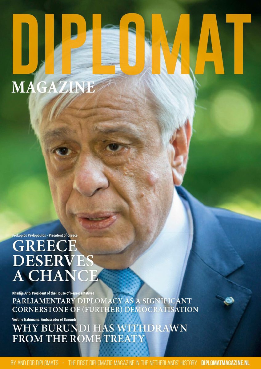 Diplomagazine's tweet photo. #tbt Diplomat Magazine printed edition from November 2016, featuring the President of Greece on the cover. https://t.co/VIUi26uuAu