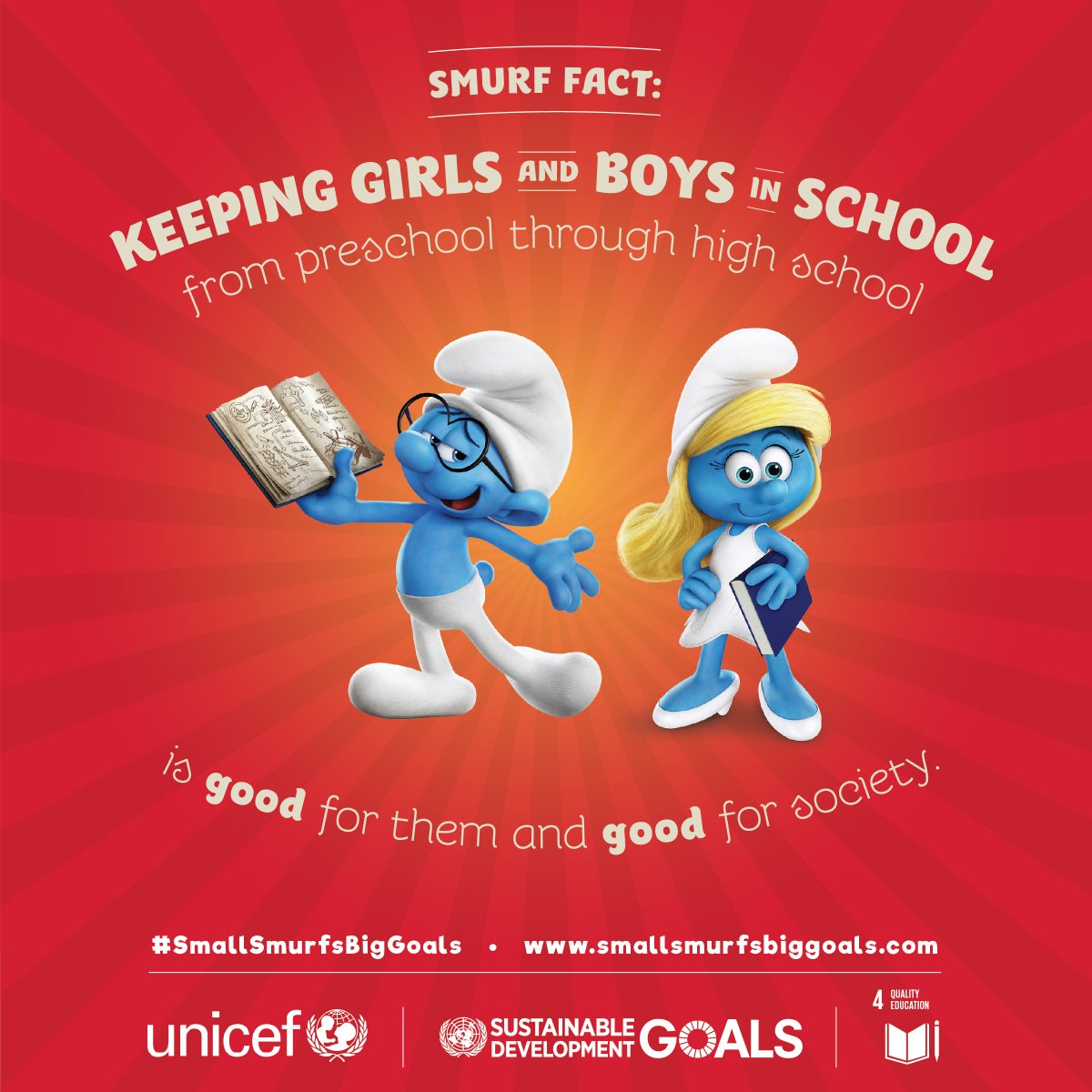 UN_Women's tweet photo. Smurfs may be small,but they've signed on to support BIG goals, like #genderequality! More: https://t.co/7lJjAKBBzi #smallsmurfsbiggoals https://t.co/pS95o27Yjr