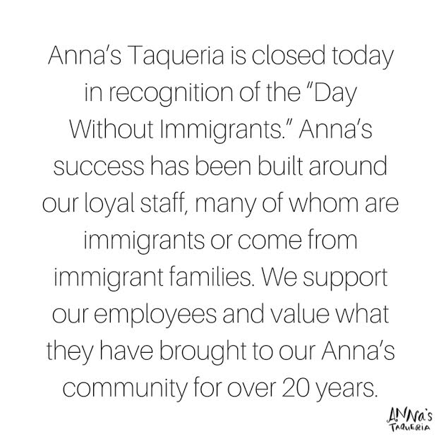 AnnasBoston's tweet photo. #ADayWithoutImmigrants https://t.co/mXme3ILaZZ