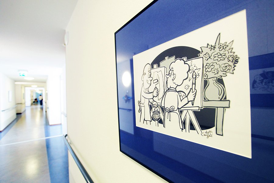 10 illustraties gemaakt voor in Zorgcentrum St. Julia . Thema: activiteiten voor de bewoners. 1-schilderen. #leukwerk #illustraties