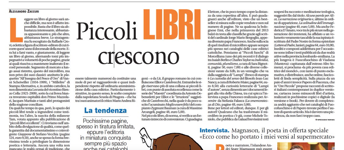 TamEditore's tweet photo. @Avvenire:Lo spazio dei piccoli libri tende a ingrandirsi come testimonia @TamEditore votata alla pubblicazione di“piccoli libri eccellenti” https://t.co/IvOpvhLhZE