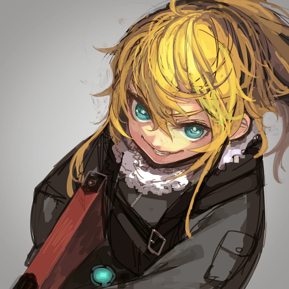 tanya degurechaff 1girl solo blonde hair weapon gun smile uniform  illustration images