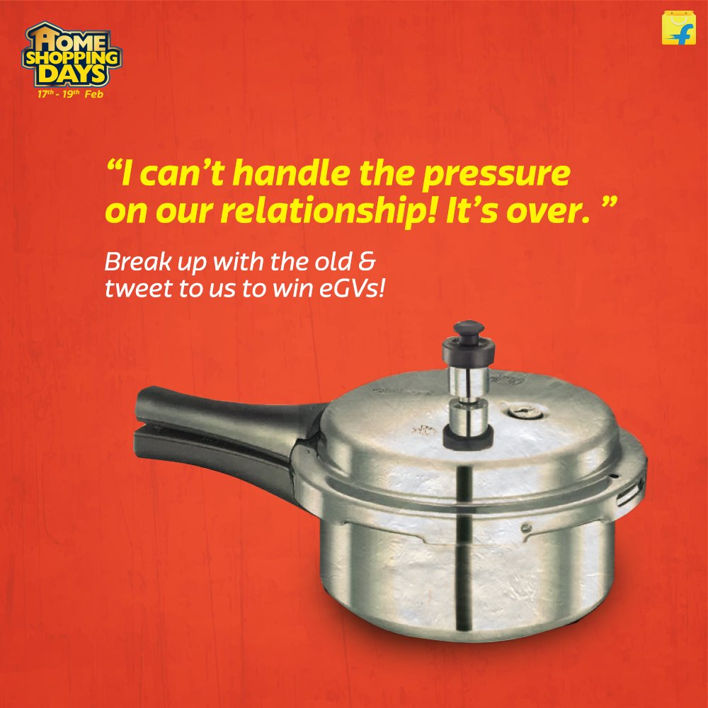 Flipkart's tweet photo. Break-up w/ old products from your kitchen or living room for our #HomeShoppingDays contest &amp; you could win an eGV! https://t.co/CpqKrpEAot https://t.co/qyOv0HQJte