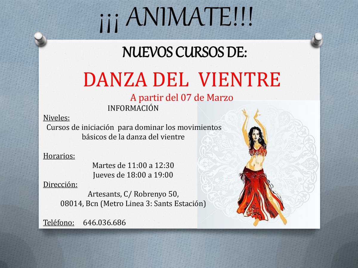 Nuevos cursos de #danzadelvientre a partir de marzo
Infórmate en nuestra web o ven a vernos
artesants.com/l/danza-arabe/
#bailesensual #diversion
