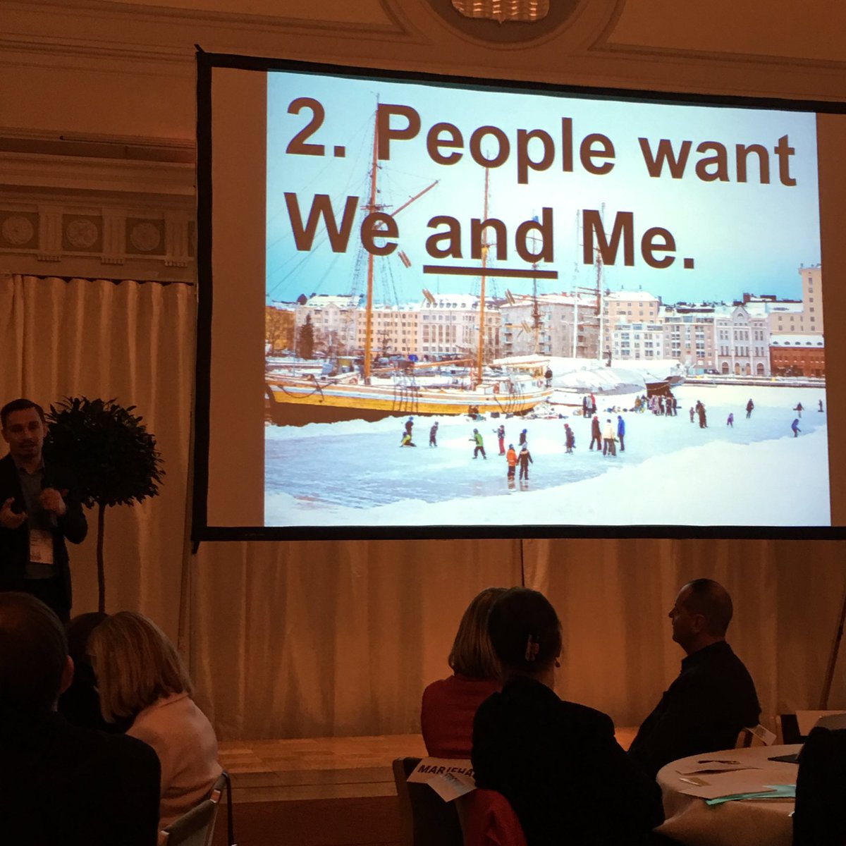 Reykjavik_City's tweet photo. @helviestinta incoming #ExDir for #Culture &amp; #Leisure @tommilaitio presentation: What does a public servant need citizens for? #NordCap2017 https://t.co/3zL05ab8df