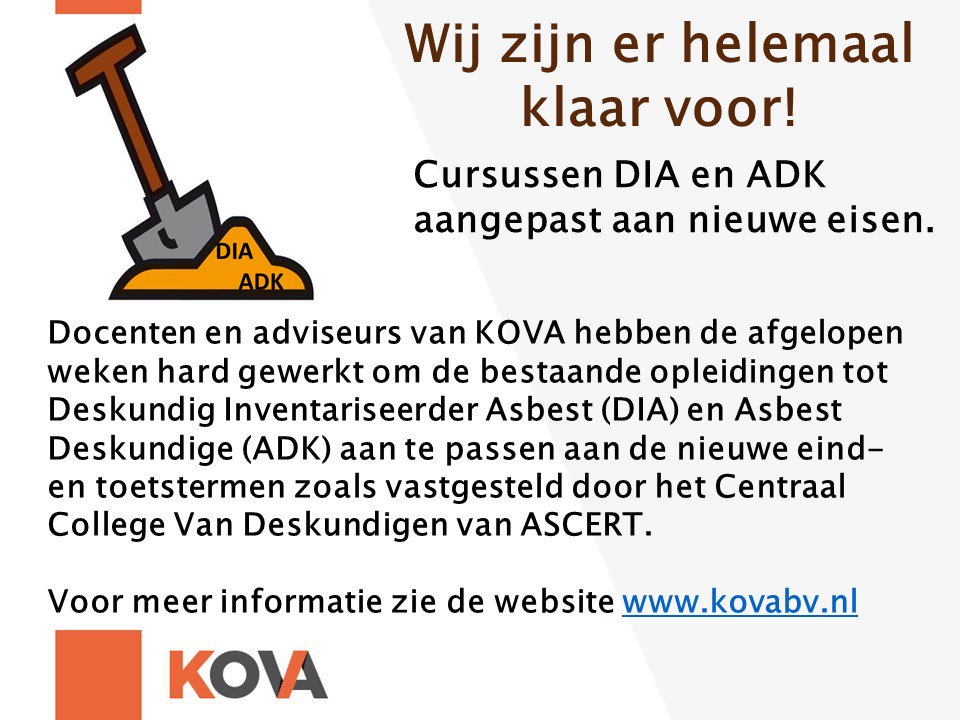 Wij van KOVA zijn er klaar voor! Kijk snel op onze website.