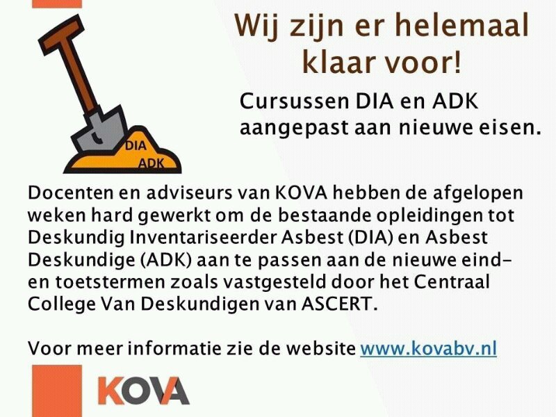 Belangrijk nieuws voor de DIA en ADK.