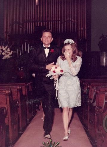 #ThrowbackThursday
#JuneCarterCash wore a short, light blue, lace, #weddinggown for her #wedding to #JohnnyCash on March 1st, 1968.