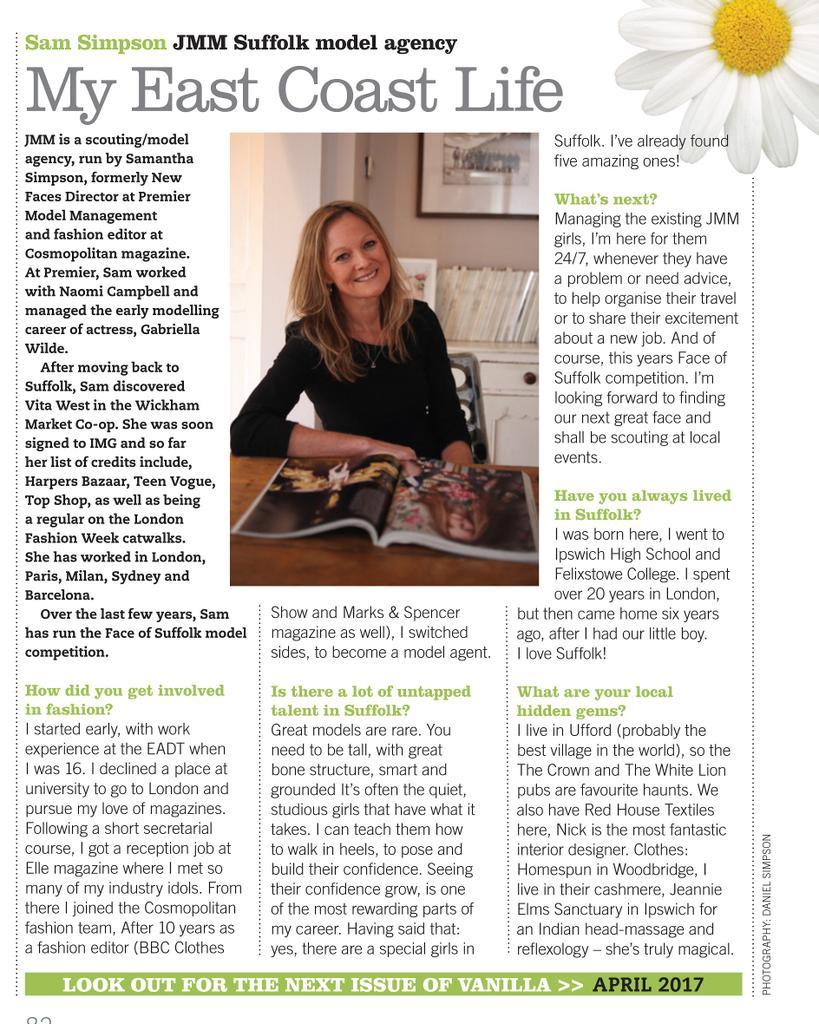 JMMSuffolk's tweet photo. Vanilla magazine is out now, featuring this interview with our director, Samantha Simpson. #faceofsuffolk https://t.co/ntbP15DRJq